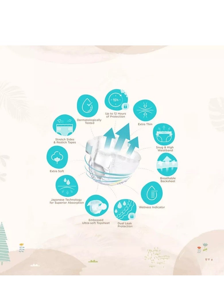 Mumz Care Baby Diapers, Ultra-Thin with Super Absorbency, Size 4, 9-14 Kg, 3 Pack & 72 Diapers. Breathable material, Ultra soft and fast dry surface to minimize rash