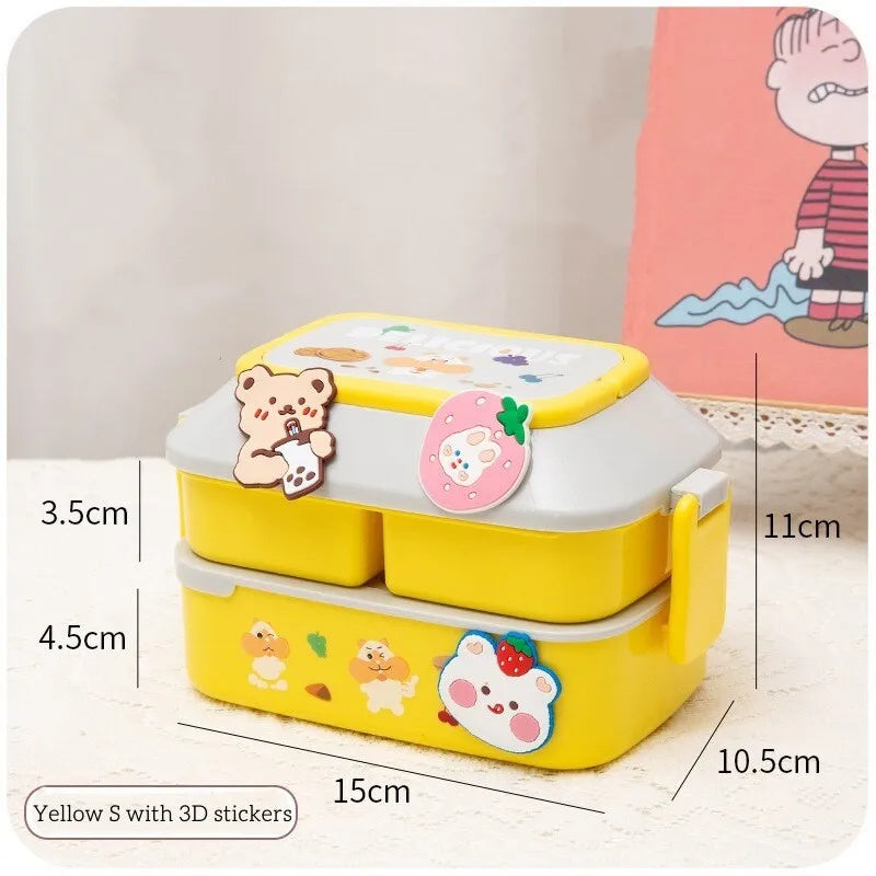 Kawaii Portable Lunch Box For Girls School Kids Plastic Picnic Bento Box Microwave Food Box With Compartments Storage Containers