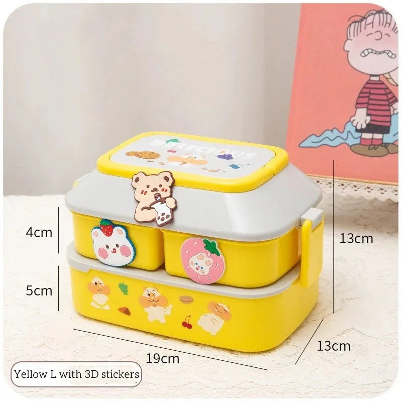 Kawaii Portable Lunch Box For Girls School Kids Plastic Picnic Bento Box Microwave Food Box With Compartments Storage Containers