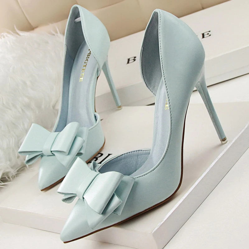 BIGTREE Shoes Bow-knot Woman Pumps Stiletto 10.5 Cm Women Basic Pump Pointed Toe Classic Pumps Sexy High Heels Women Shoes 2025