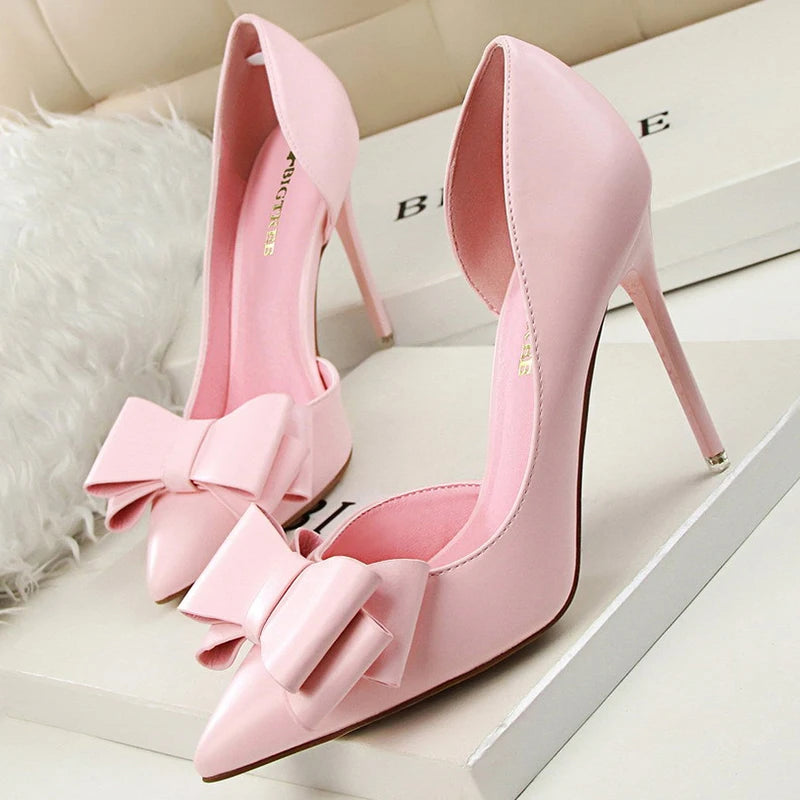 BIGTREE Shoes Bow-knot Woman Pumps Stiletto 10.5 Cm Women Basic Pump Pointed Toe Classic Pumps Sexy High Heels Women Shoes 2025