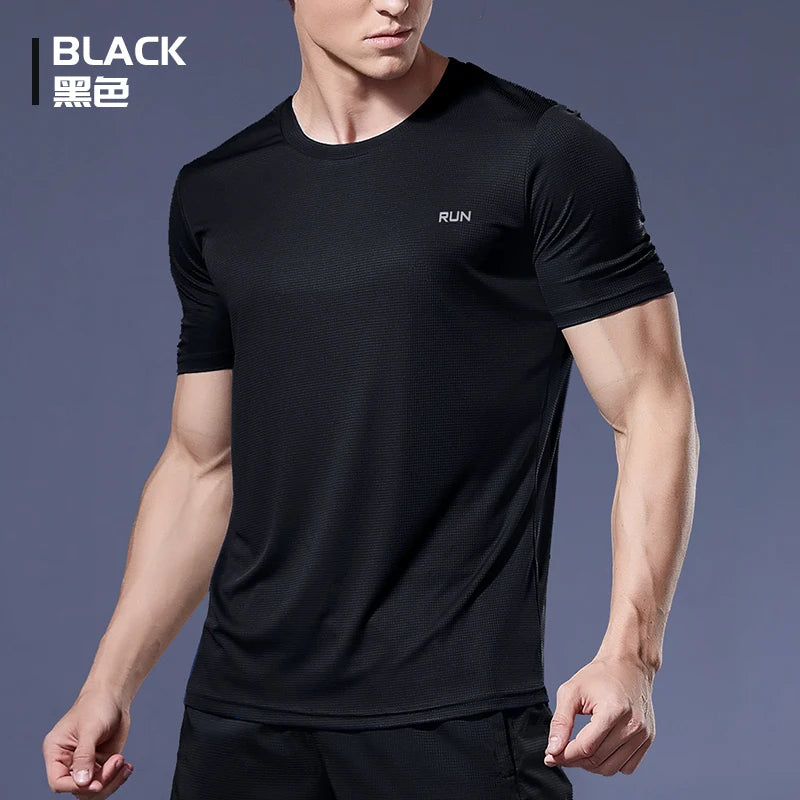 Polyester Sports Gym T Shirt Men Short Sleeve Dry Fit T-Shirt Lightweight Shirt Top Workout Fitness Training Running Shirt S-5XL