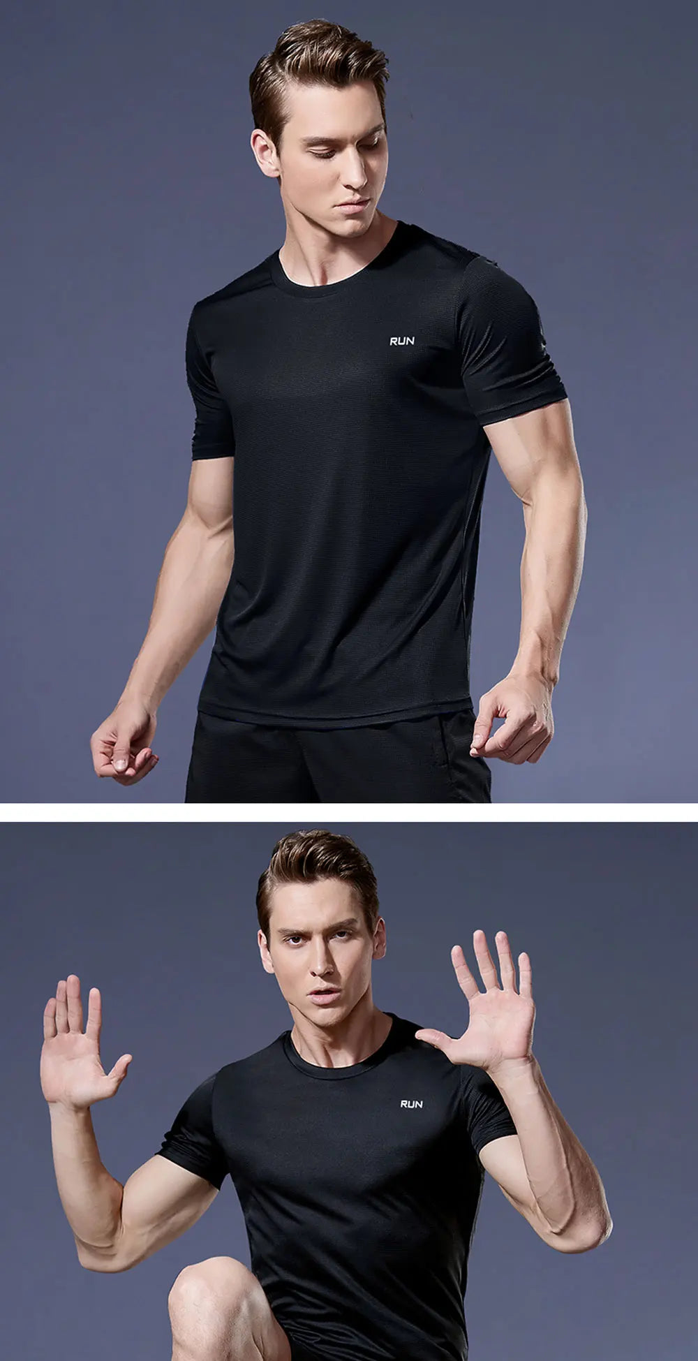 Polyester Sports Gym T Shirt Men Short Sleeve Dry Fit T-Shirt Lightweight Shirt Top Workout Fitness Training Running Shirt S-5XL