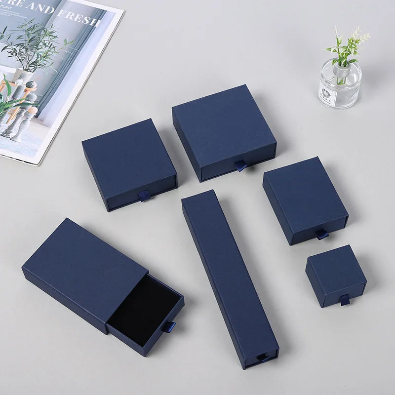 12pcs Drawer Jewelry Box Ring Necklace Box Black Earring Bracelet Jewelry Organizer Packing Display Jewelry Boxes and Packaging