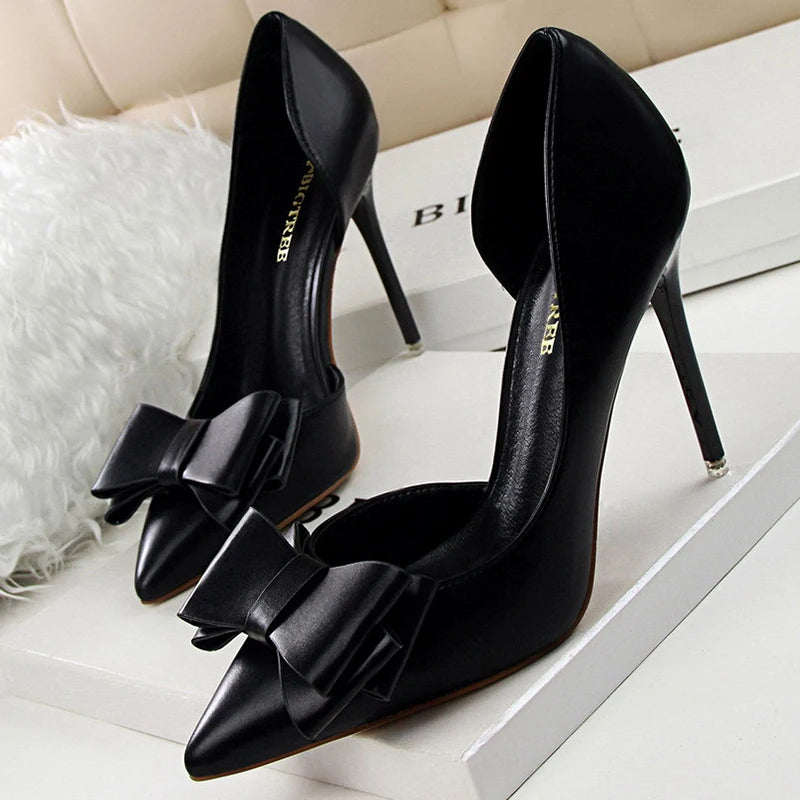 BIGTREE Shoes Bow-knot Woman Pumps Stiletto 10.5 Cm Women Basic Pump Pointed Toe Classic Pumps Sexy High Heels Women Shoes 2025