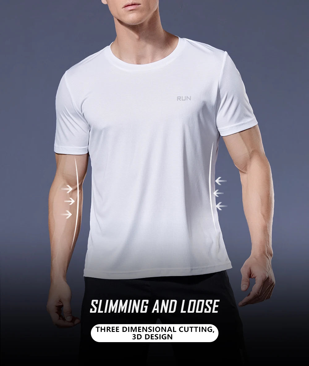 Polyester Sports Gym T Shirt Men Short Sleeve Dry Fit T-Shirt Lightweight Shirt Top Workout Fitness Training Running Shirt S-5XL