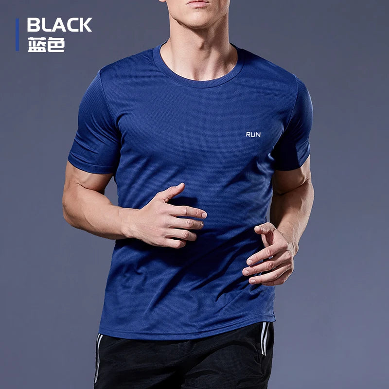 Polyester Sports Gym T Shirt Men Short Sleeve Dry Fit T-Shirt Lightweight Shirt Top Workout Fitness Training Running Shirt S-5XL