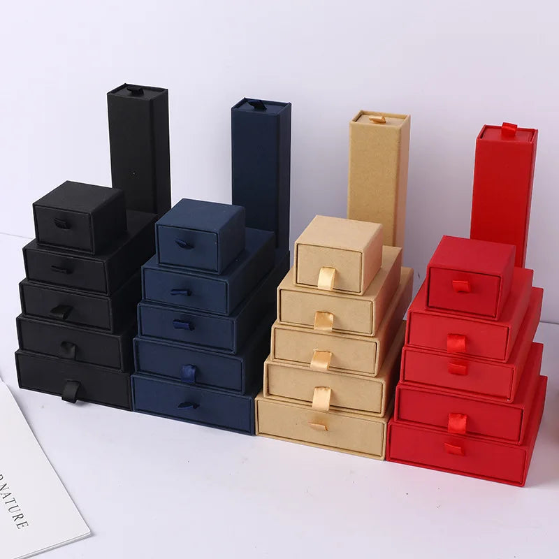 12pcs Drawer Jewelry Box Ring Necklace Box Black Earring Bracelet Jewelry Organizer Packing Display Jewelry Boxes and Packaging