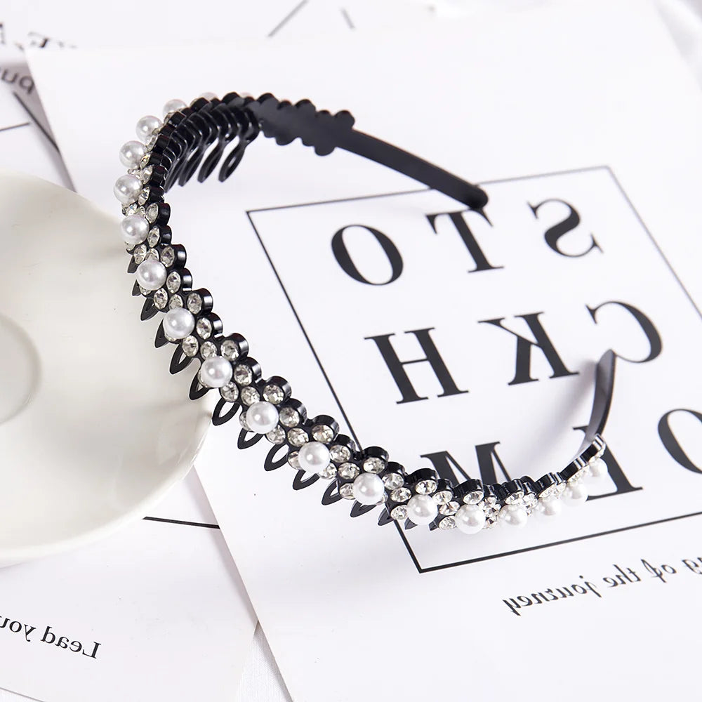 Double Layer Bands Clip Hairbands Fashion Plastic Braided Headband Punk New Knitting Womens Headwear Hair Accessories Pearl