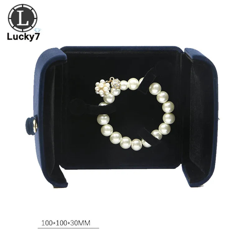 Dark Blue Double Open Jewelry Box Valentine's Day Birthday Surprise Gift Ring Pendant Earring Stud Necklace Box Jewelry Display