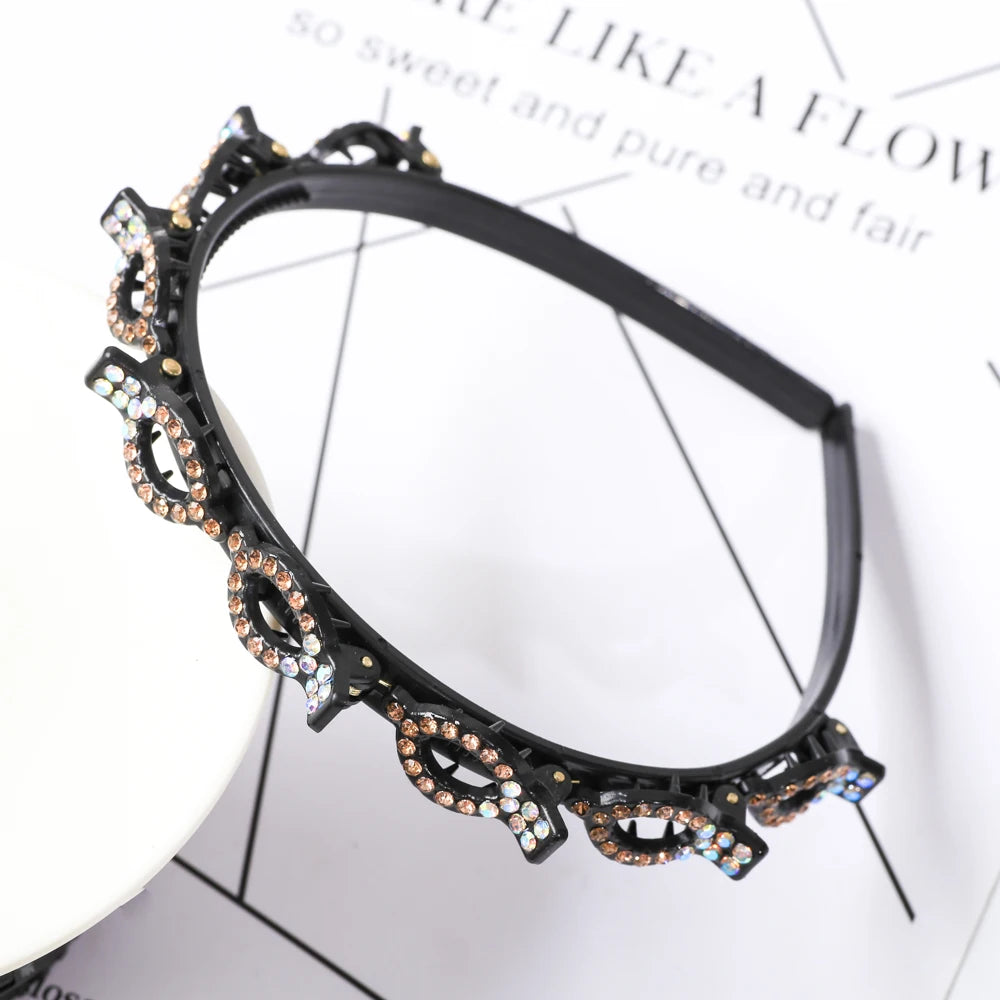 Double Layer Bands Clip Hairbands Fashion Plastic Braided Headband Punk New Knitting Womens Headwear Hair Accessories Pearl