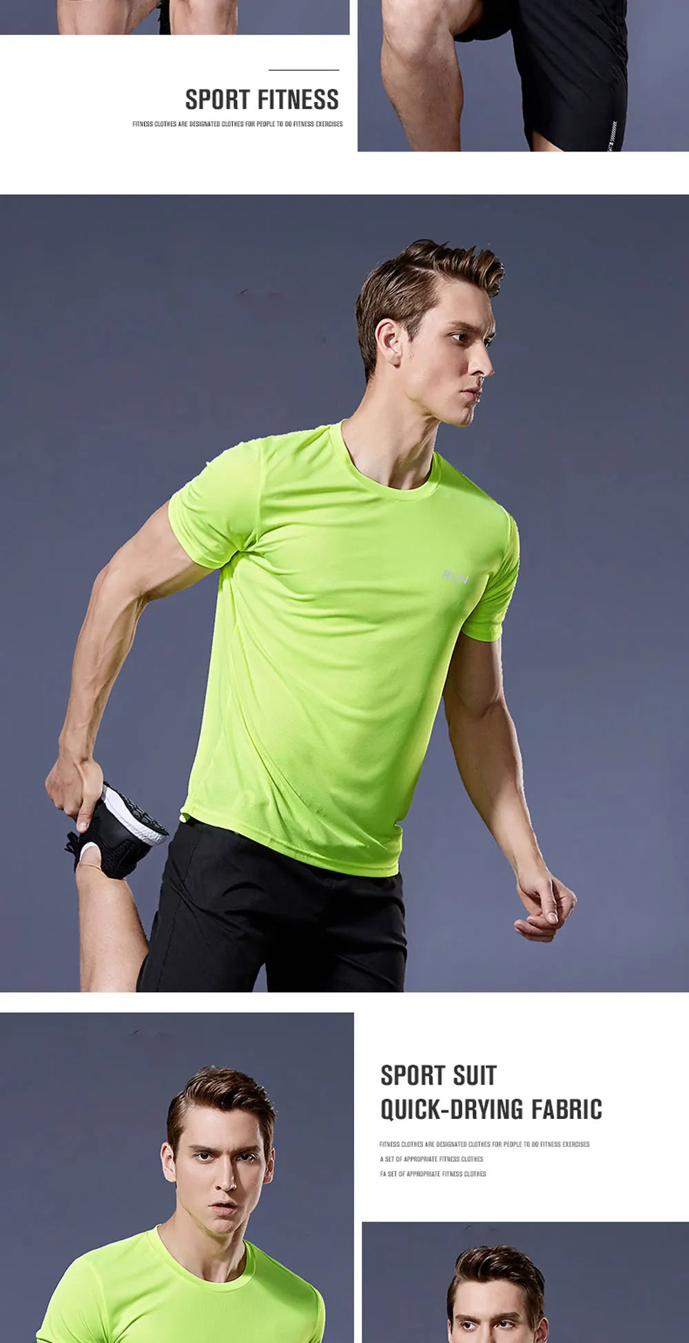 Polyester Sports Gym T Shirt Men Short Sleeve Dry Fit T-Shirt Lightweight Shirt Top Workout Fitness Training Running Shirt S-5XL