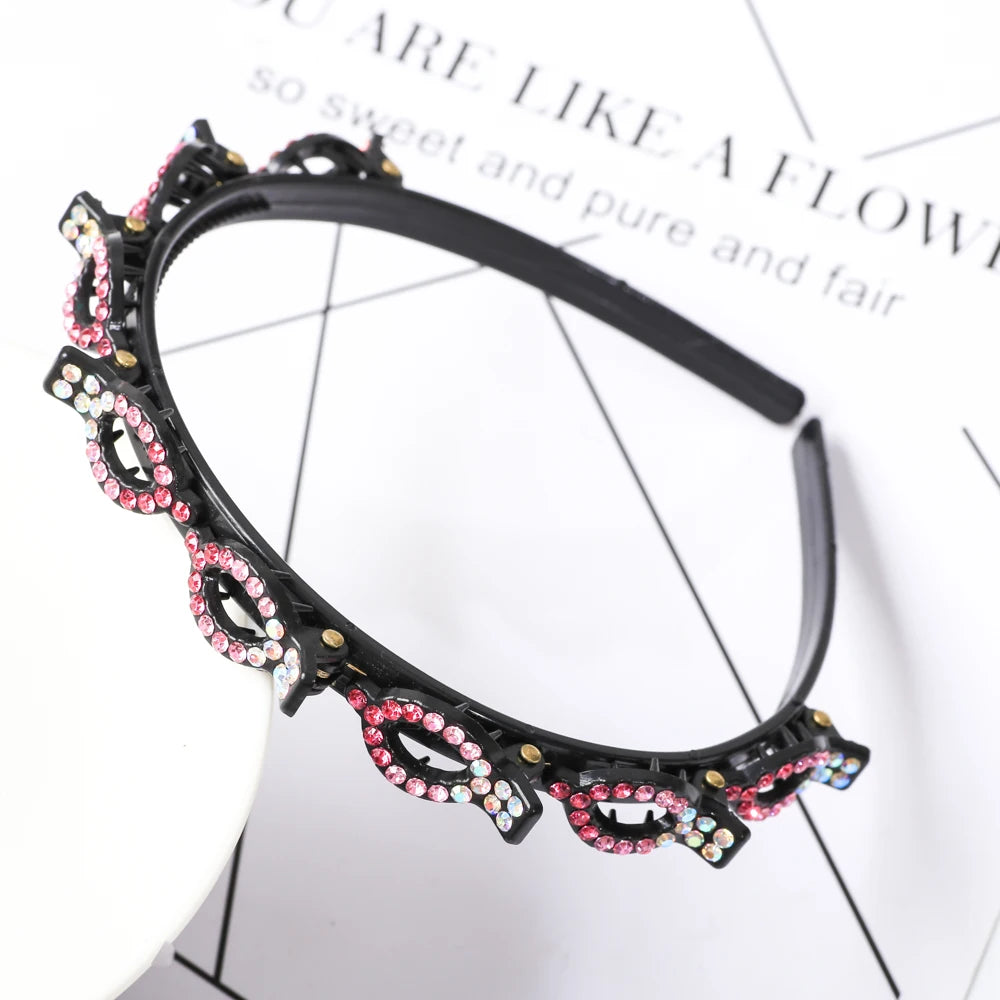 Double Layer Bands Clip Hairbands Fashion Plastic Braided Headband Punk New Knitting Womens Headwear Hair Accessories Pearl