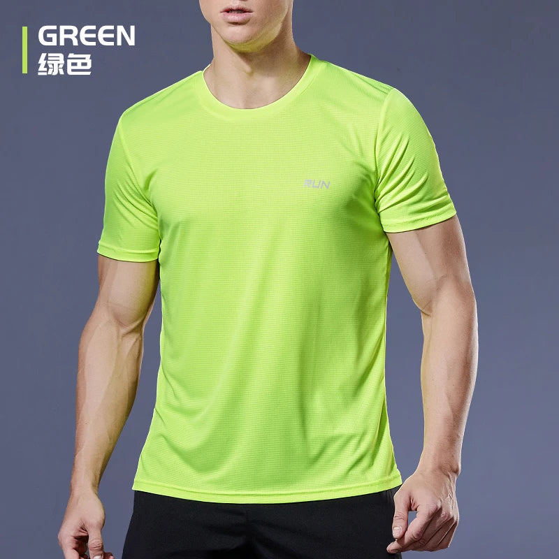 Polyester Sports Gym T Shirt Men Short Sleeve Dry Fit T-Shirt Lightweight Shirt Top Workout Fitness Training Running Shirt S-5XL