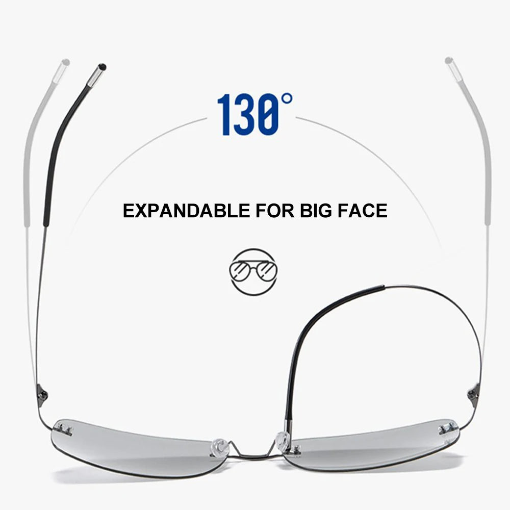 CAPONI Square Sun Glasses For Men Photochromic Polarized Rimless Sunglasses Classic Design High Quality Eyewear UV400 BS7467