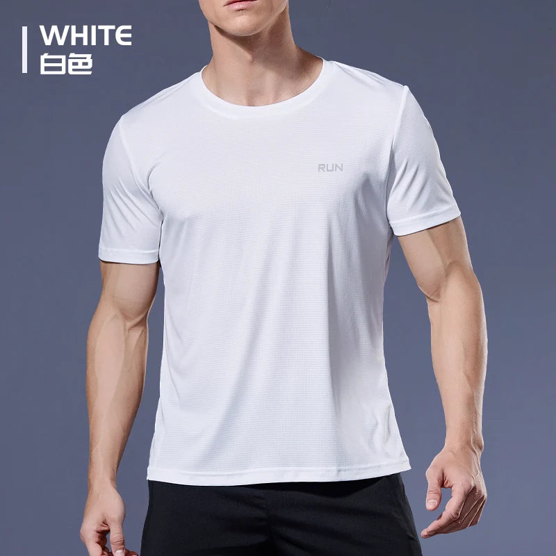 Polyester Sports Gym T Shirt Men Short Sleeve Dry Fit T-Shirt Lightweight Shirt Top Workout Fitness Training Running Shirt S-5XL