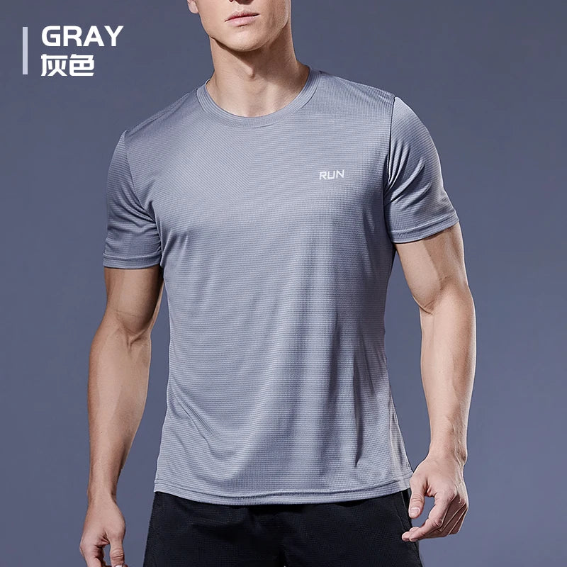 Polyester Sports Gym T Shirt Men Short Sleeve Dry Fit T-Shirt Lightweight Shirt Top Workout Fitness Training Running Shirt S-5XL