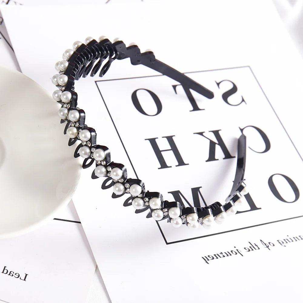 Double Layer Bands Clip Hairbands Fashion Plastic Braided Headband Punk New Knitting Womens Headwear Hair Accessories Pearl