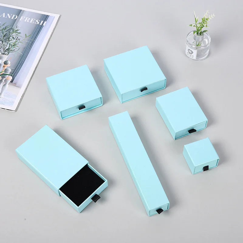 12pcs Drawer Jewelry Box Ring Necklace Box Black Earring Bracelet Jewelry Organizer Packing Display Jewelry Boxes and Packaging