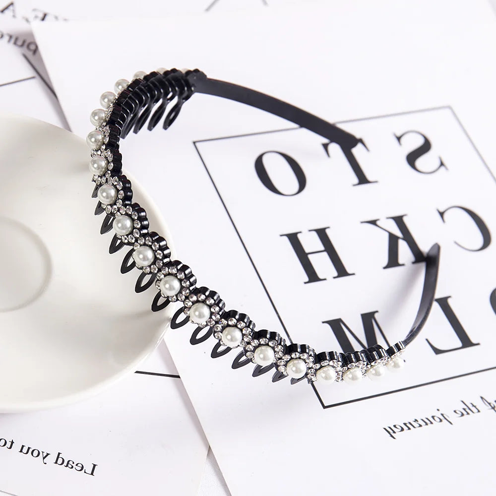 Double Layer Bands Clip Hairbands Fashion Plastic Braided Headband Punk New Knitting Womens Headwear Hair Accessories Pearl