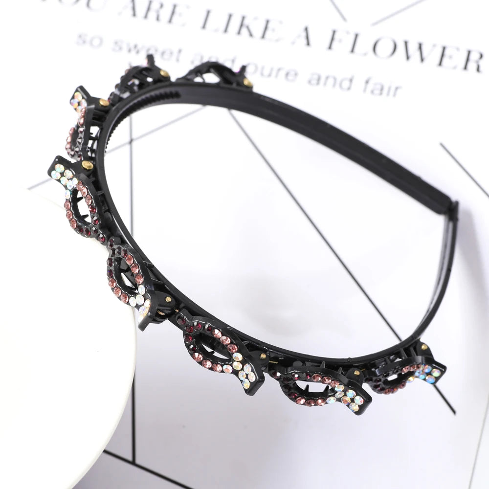 Double Layer Bands Clip Hairbands Fashion Plastic Braided Headband Punk New Knitting Womens Headwear Hair Accessories Pearl