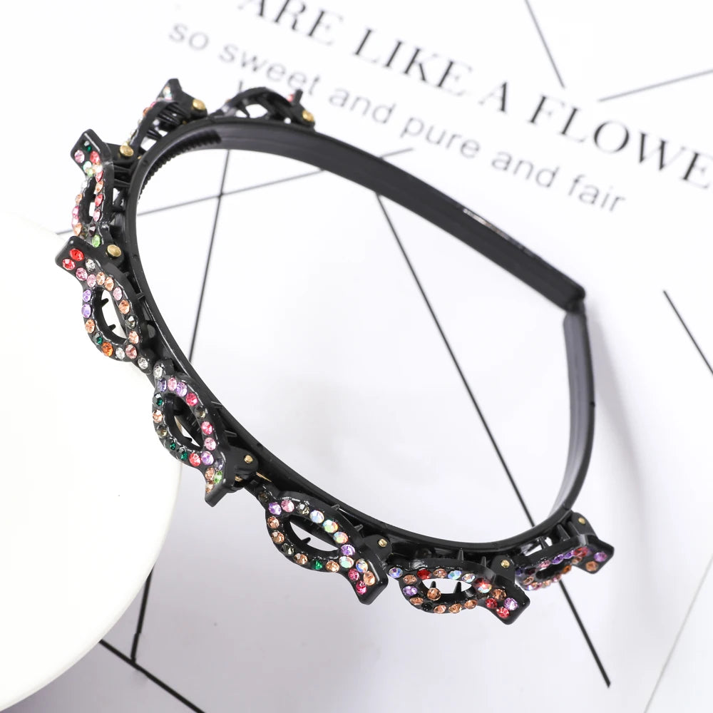 Double Layer Bands Clip Hairbands Fashion Plastic Braided Headband Punk New Knitting Womens Headwear Hair Accessories Pearl