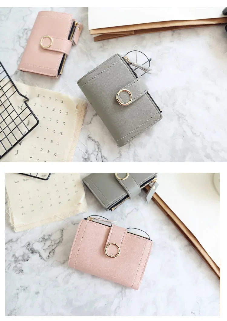 New Short Women Wallets Fashion Simple Cute Small Female Wallets PU Leather Card Holder Women's Purse