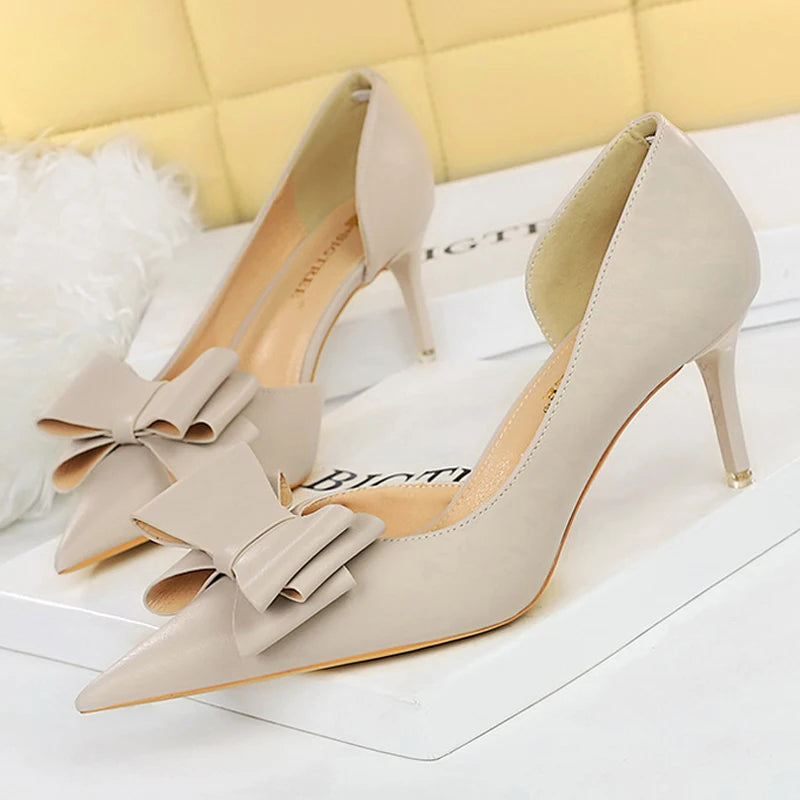 BIGTREE Shoes Bow-knot Woman Pumps Stiletto 10.5 Cm Women Basic Pump Pointed Toe Classic Pumps Sexy High Heels Women Shoes 2025