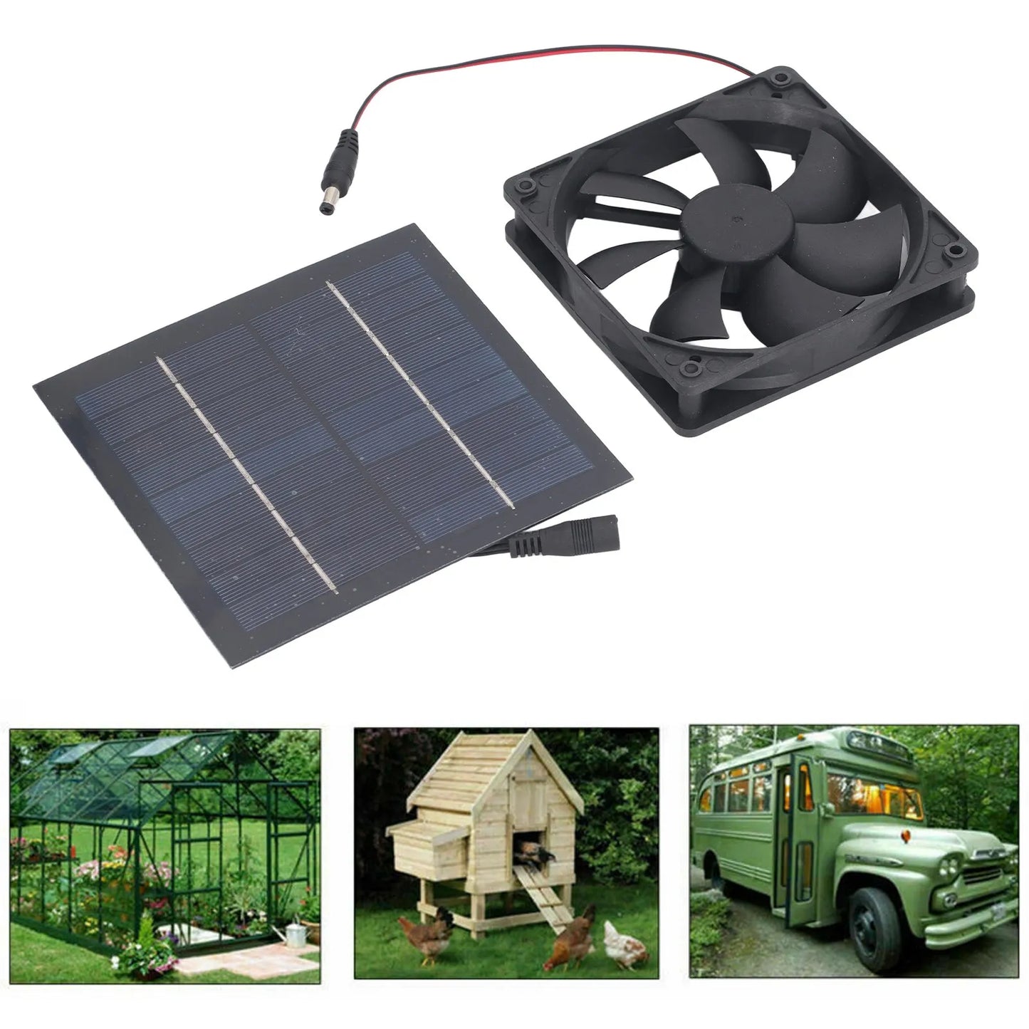 Solar Panel Fan Kit 20W IP65 Waterproof for Outside Small Chicken Coops Greenhouses Sheds Pet Houses Window Exhaust