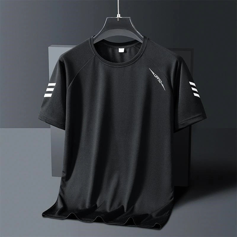 Simple Fashion Stripe Sports T Shirts For Men Summer Casual Outdoor Running 3D Printed T-shirts Loose Quick Dry Fitness Tees