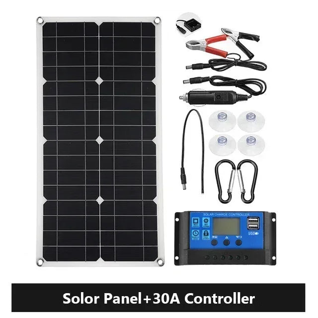 1000W 18V Monocrystalline Silicon Solar Panel Dual USB 12V/5V DC Single Crystal Flexible Solar Charger for Car RV Battery Charge