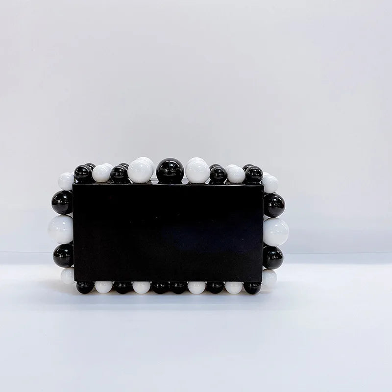 Acrylic Box Evening Clutch Purse Bags For Wedding Party Green/Purple Foil Beads Purses And Handbags Designer Bag