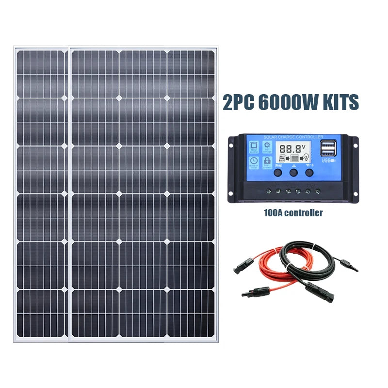 6000W Solar Panel 18V High Efficiency 3KW Portable Power Bank Flexible Charging Outdoor Solar Cells For Battery Home RV Camping