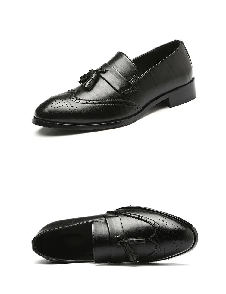 Luxury Men Leather Loafers designer Tassels Brogue Shoes Male Wedding Shoes Fashion High Quality Men Casual Shoes Big Size 37-48
