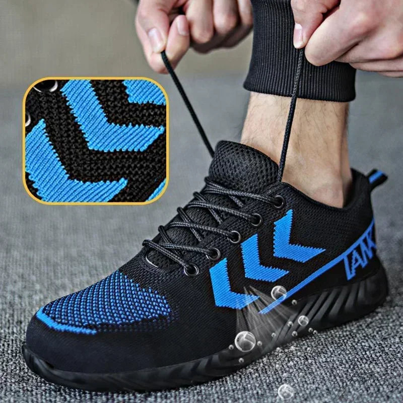 Safety Shoes Men With Steel Toe Cap Anti-smash Men Work Shoes Sneakers Light Puncture-Proof Indestructible Shoes Dropshipping