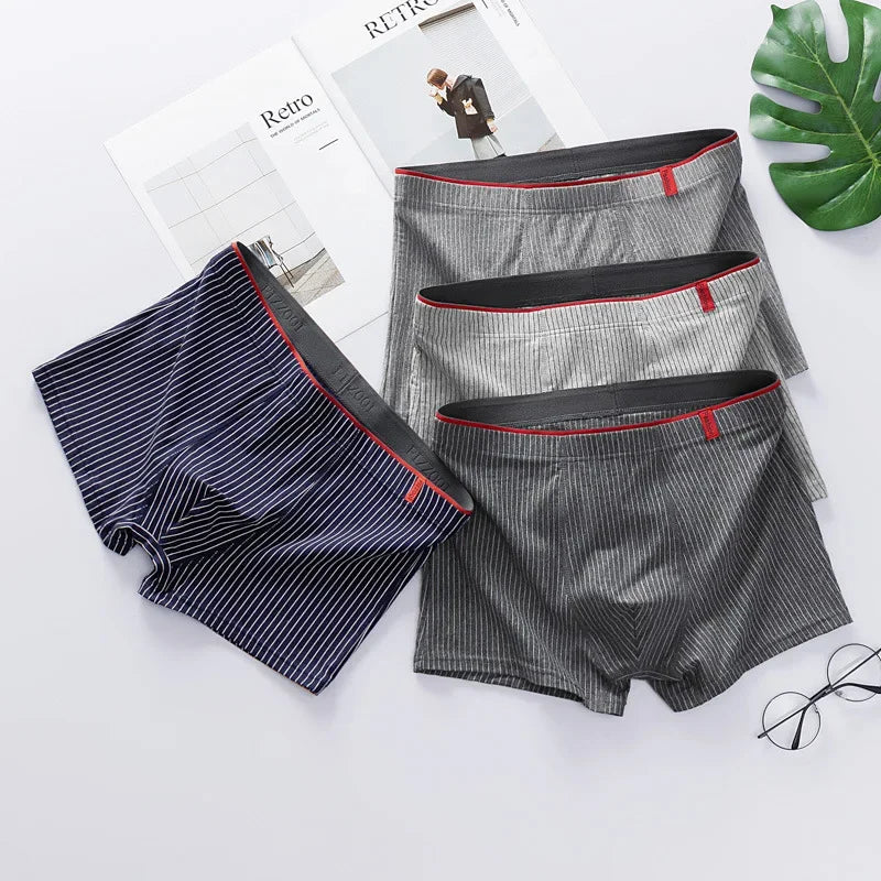 Men's Underwear Fashion Men Boxers Sexy Oft Breathable Underwear Male Comfort Panties L-4XL Underpants Striped Boys Underwear
