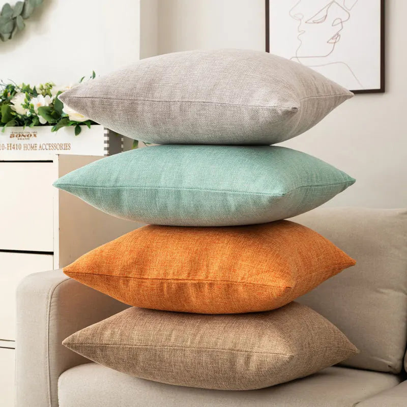 Scandinavian ins style solid colour pillow cover heavy cotton linen living room sofa cushion winter waist pillow case