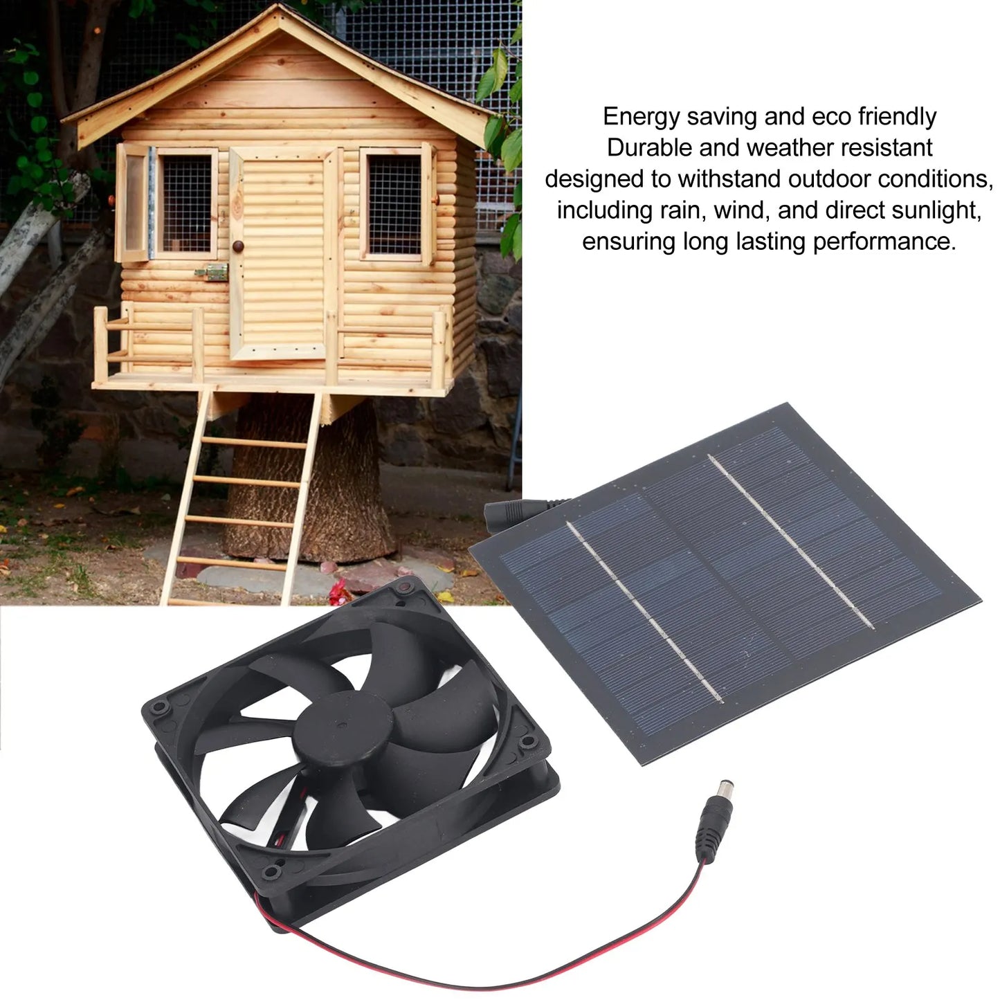 Solar Panel Fan Kit 20W IP65 Waterproof for Outside Small Chicken Coops Greenhouses Sheds Pet Houses Window Exhaust