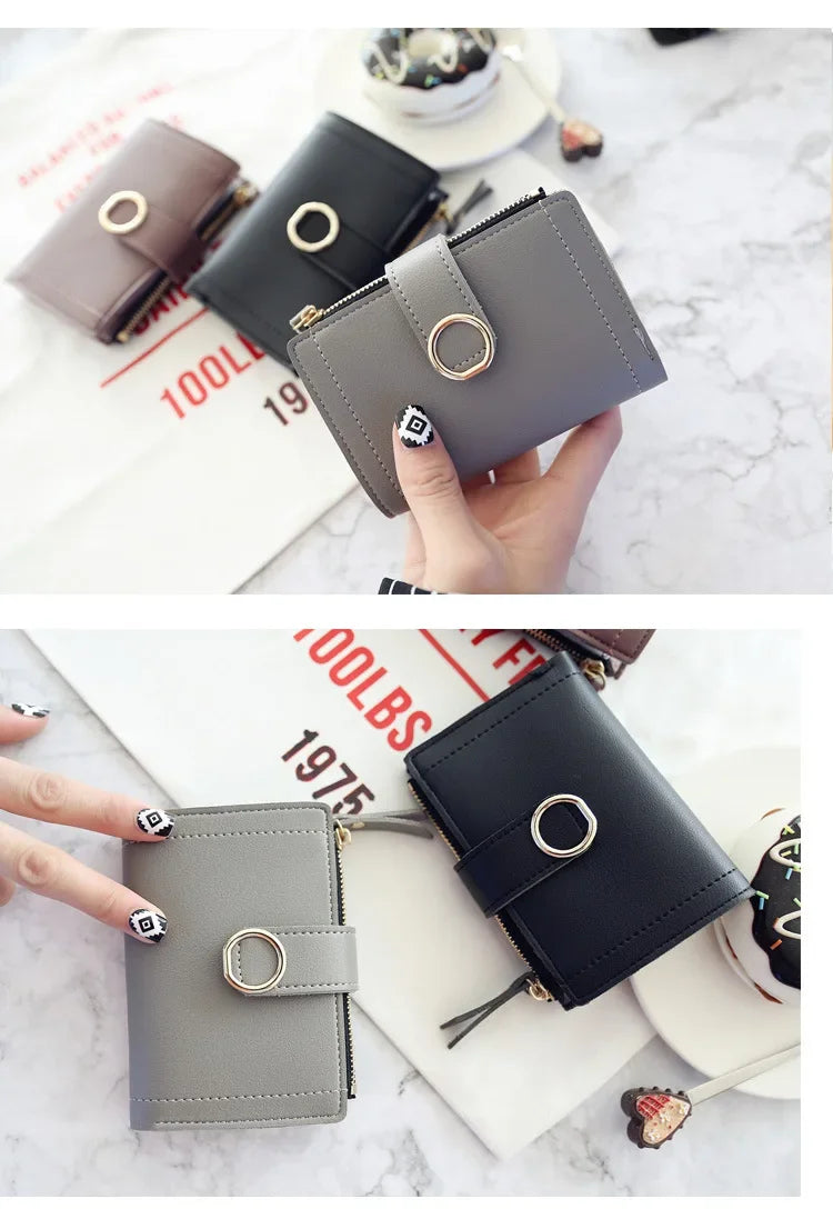 New Short Women Wallets Fashion Simple Cute Small Female Wallets PU Leather Card Holder Women's Purse