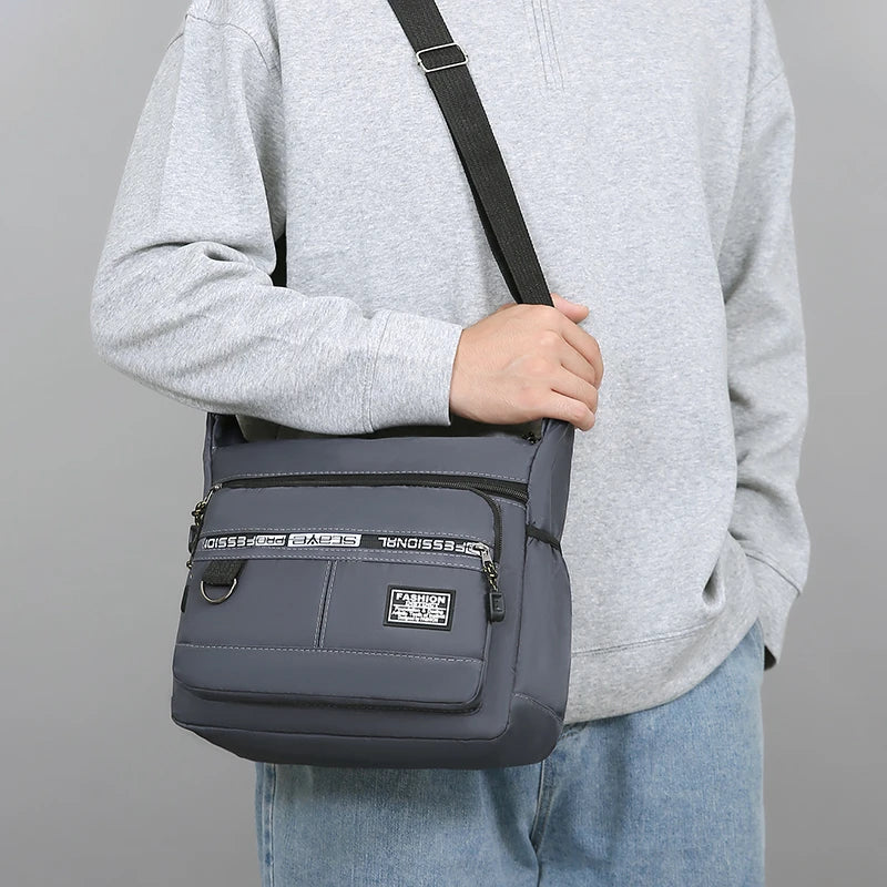 Lightweight Casual Oxford Shoulder Bags for Men Portable Large Capacity Crossbody Bag with Multi Pockets Daily Travel Bag Male