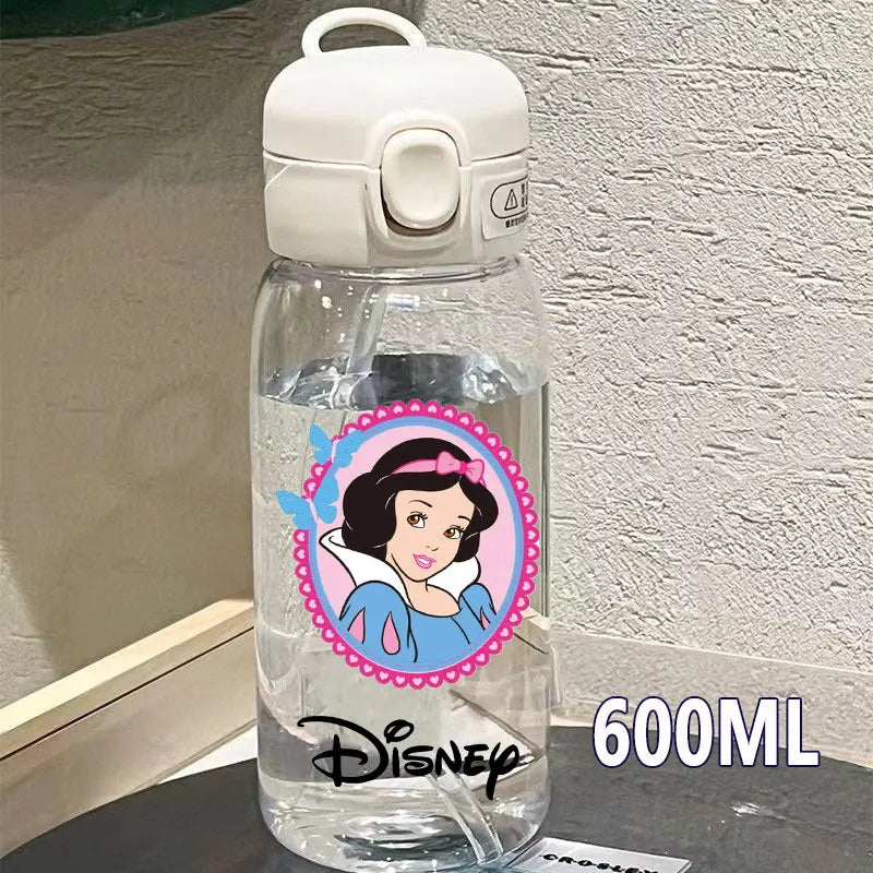 Straw 600/400ML Water Cup Princess Children Portable Plastic Mermaid Frozen Transparent Large Capacity Sport Water Bottle