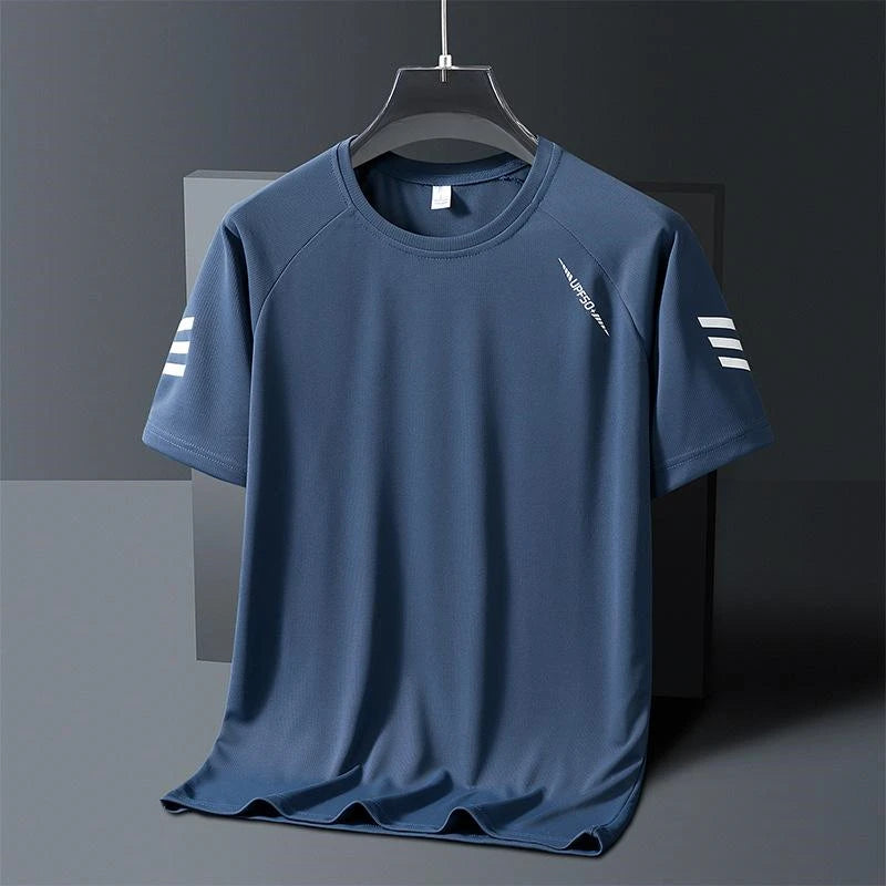 Simple Fashion Stripe Sports T Shirts For Men Summer Casual Outdoor Running 3D Printed T-shirts Loose Quick Dry Fitness Tees