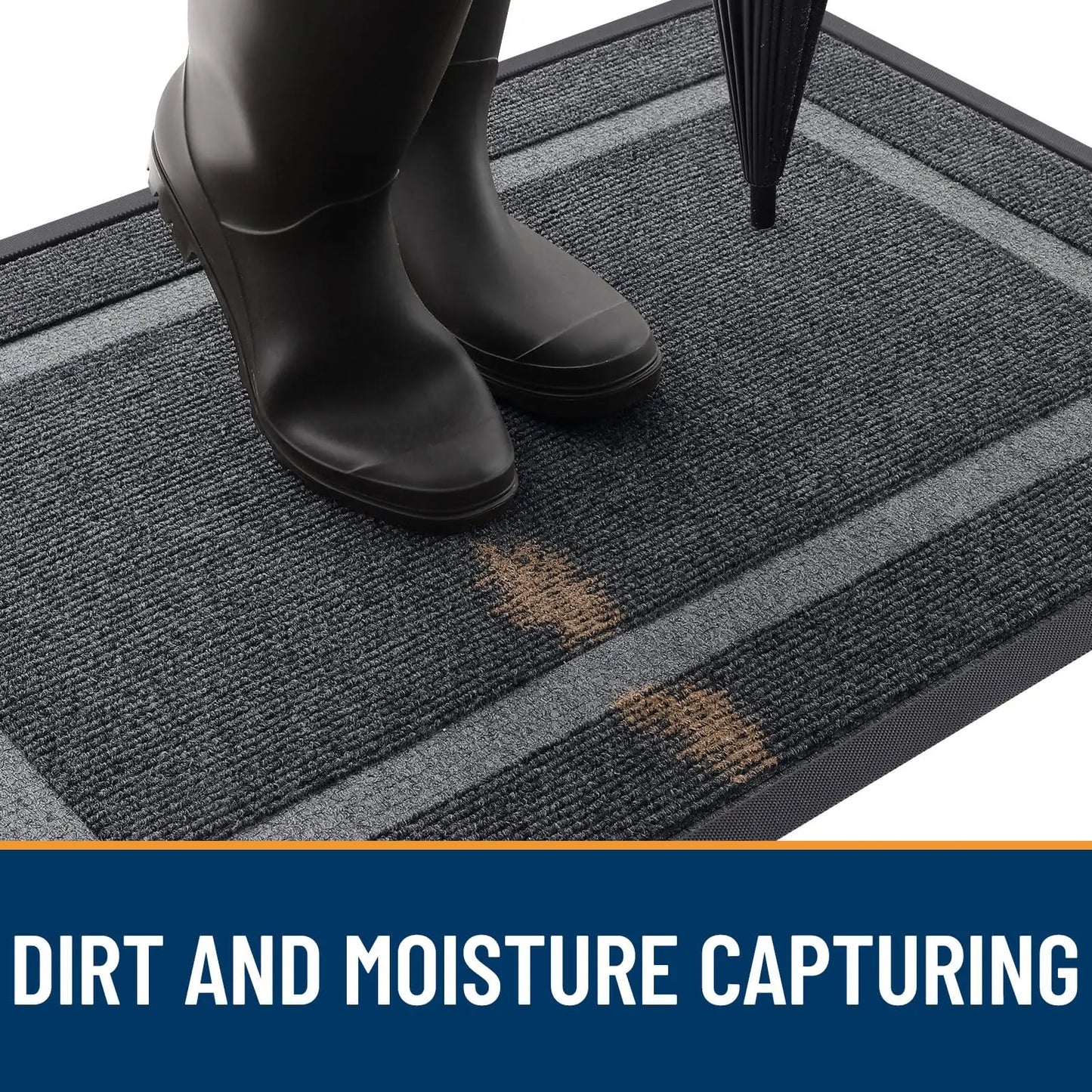 HAPIHAPPY Front Door Mat Indoor Outdoor Entrance Waterproof Sturdy Natural Rubber Fade Resistant Easy Clean Patio Porch Door Mat