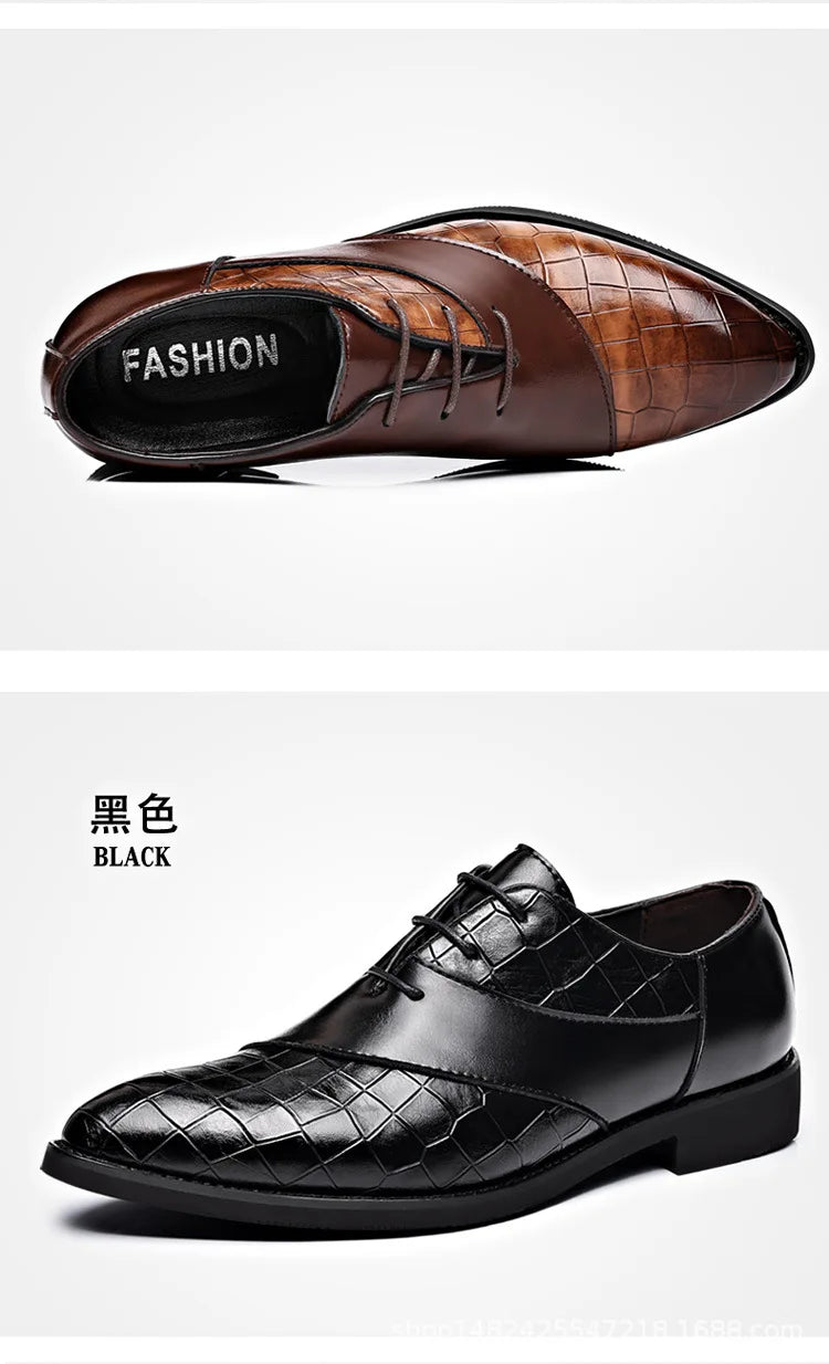 Luxury Leather Shoes for Men Brand Derby Shoes for Men Pointed Toe Lace-up Men's Formal Shoes Handmade Business Footwear 2024