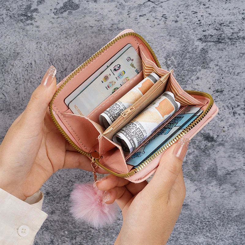 Women Short Wallets PU Leather Female Small Purses Leather Card Holder Wallet Woman Zipper Wallet Coin Purse Money Bag