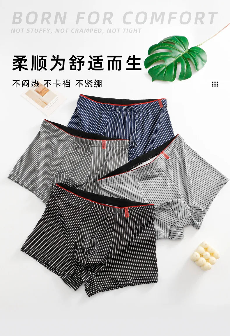 Men's Underwear Fashion Men Boxers Sexy Oft Breathable Underwear Male Comfort Panties L-4XL Underpants Striped Boys Underwear