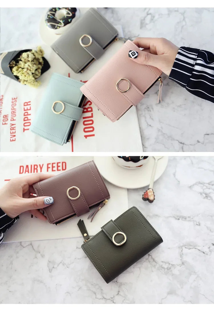 New Short Women Wallets Fashion Simple Cute Small Female Wallets PU Leather Card Holder Women's Purse