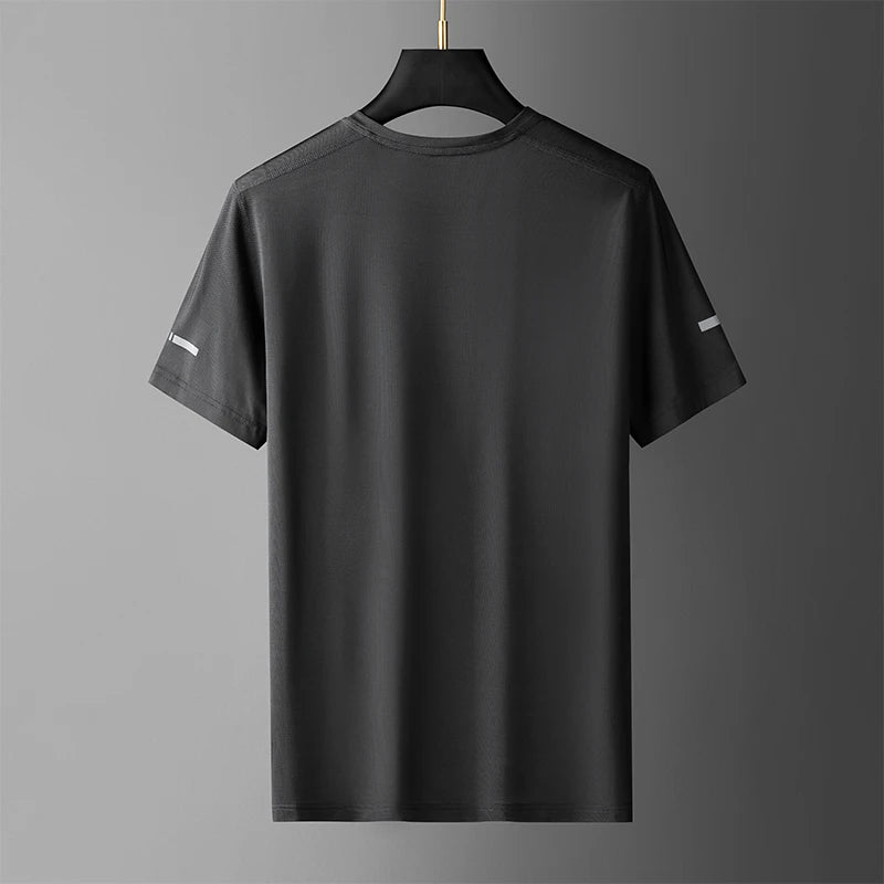 Large Size L-7xl 8xl 9xl Summer Breathable Mesh Men's Quick-dry Basic T-shirts Sportswear Nylon T Shirt Male Running Cool Tees