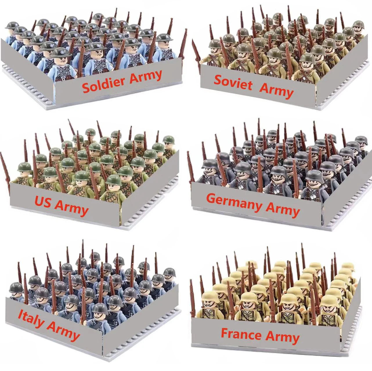 40pcs/batch WWII military characters WWII soldiers National army building blocks weapons Assembling bricks Children's toys
