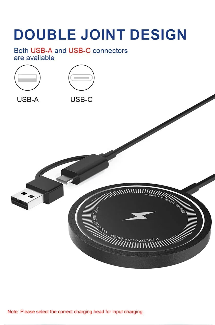 VIKEFON Magnetic Wireless Charger Fast Wireless Charging Pad Stand for iPhone 15 14 13 12 Pro Max Mini Type C Phone Charger